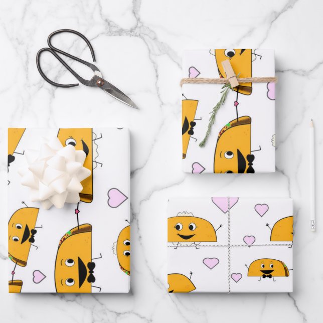 Taco Bride and Groom Wedding Wrapping Sheets (Front)