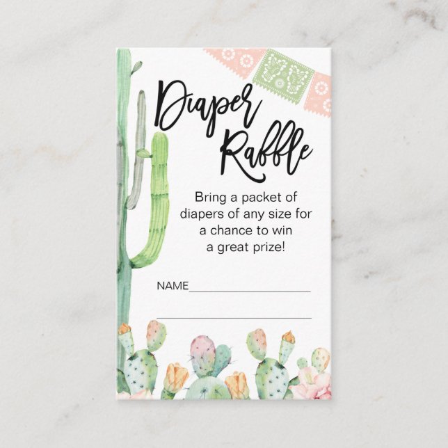 Taco Cactus Fiesta Themed Diaper Raffle Insert (Front)