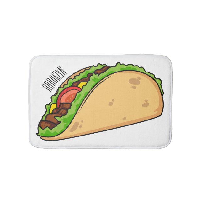 Taco cartoon illustration  bath mat (Front)