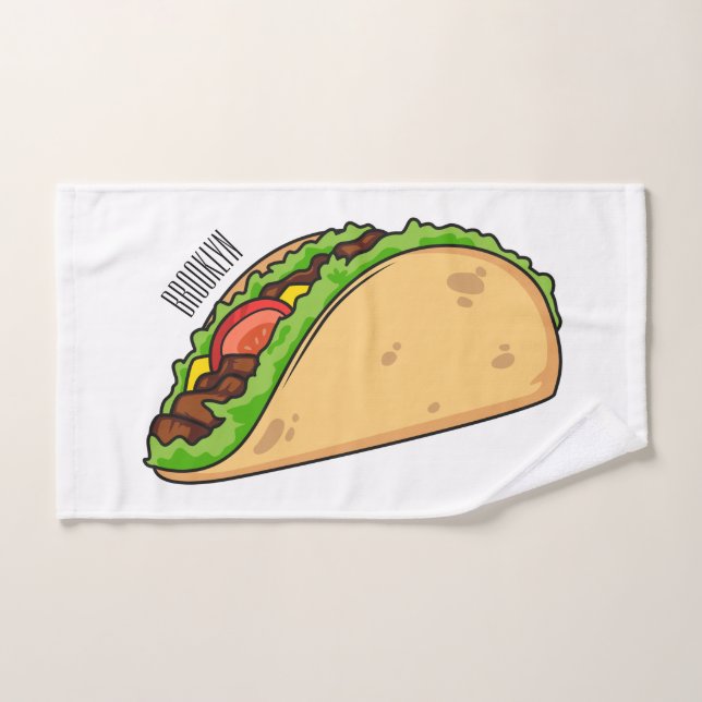 Taco cartoon illustration bath towel set (Hand Towel)