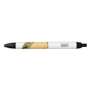 Taco cartoon illustration black ink pen