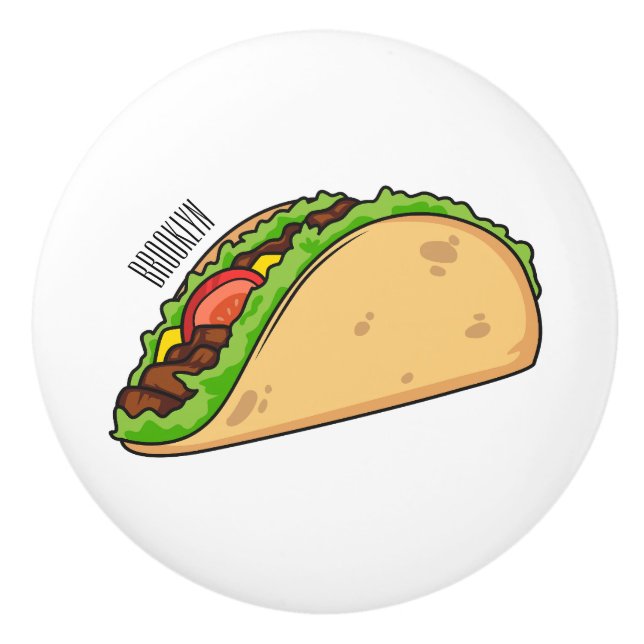 Taco cartoon illustration  ceramic knob (Front)
