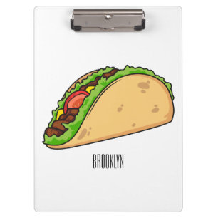 Taco cartoon illustration clipboard