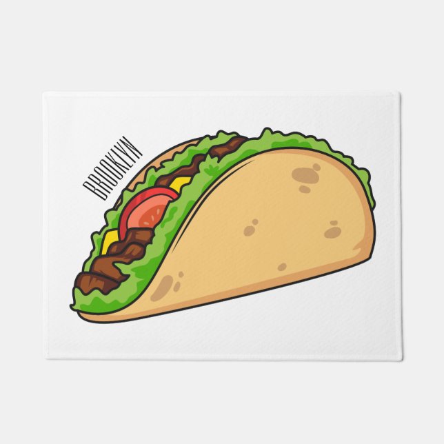 Taco cartoon illustration doormat (Front)