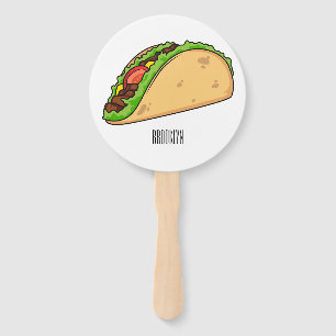 Taco cartoon illustration hand fan