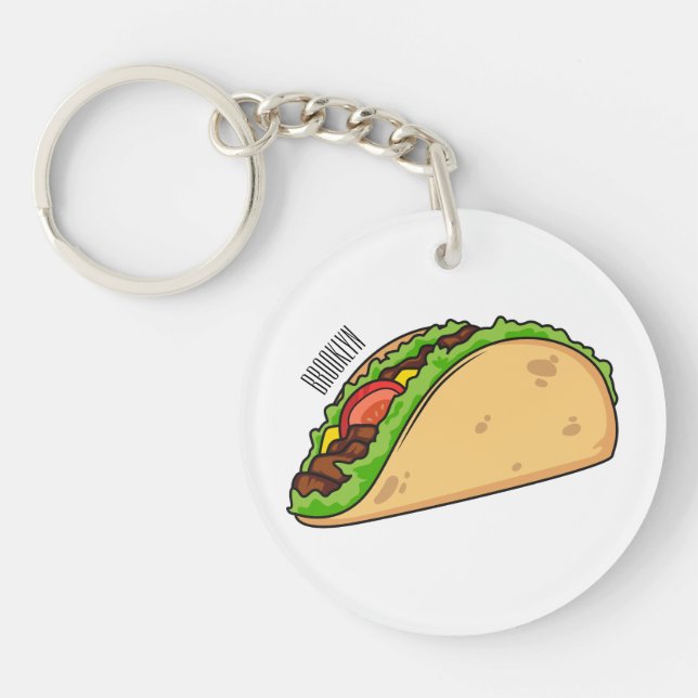 Taco cartoon illustration key ring (Front)