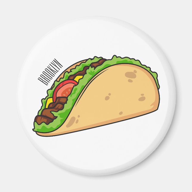 Taco cartoon illustration magnet (Front)