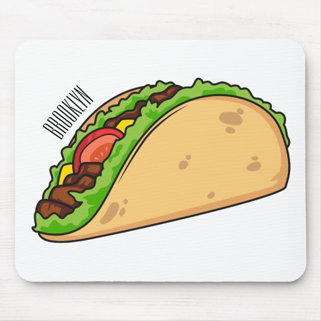 Taco cartoon illustration  mouse pad (Front)