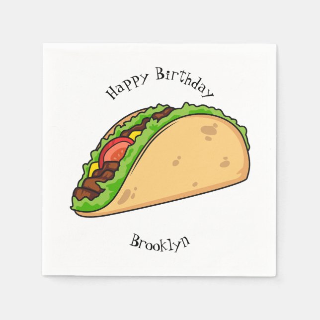 Taco cartoon illustration napkin (Front)