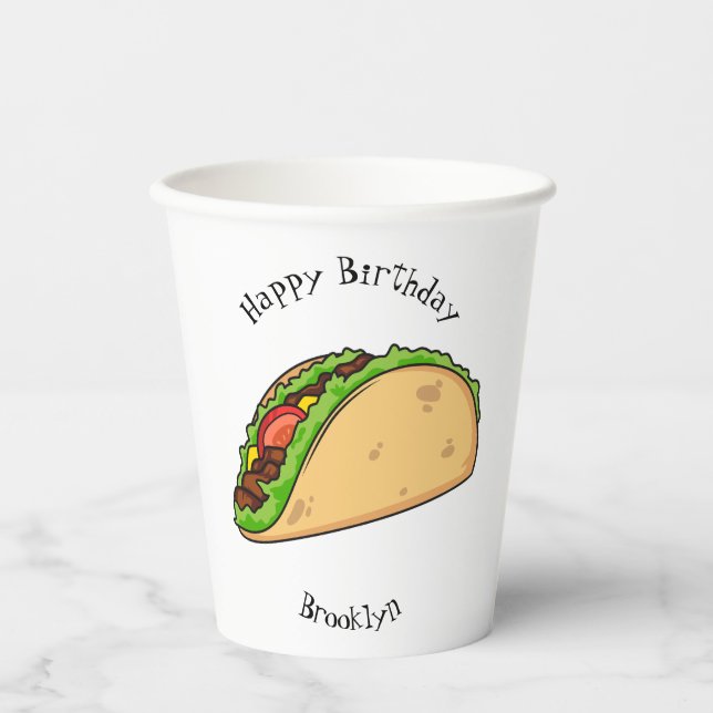 Taco cartoon illustration paper cups (Front)