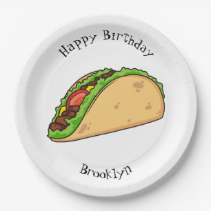 Taco cartoon illustration paper plate