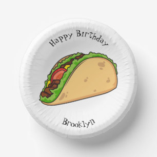Taco cartoon illustration paper plate