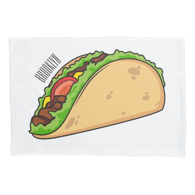 Taco cartoon illustration pillowcase (Front)