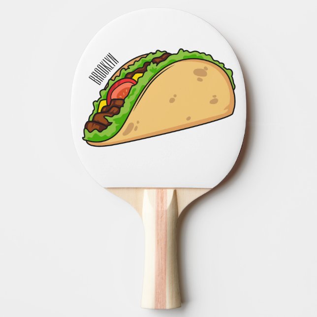 Taco cartoon illustration ping pong paddle (Front)