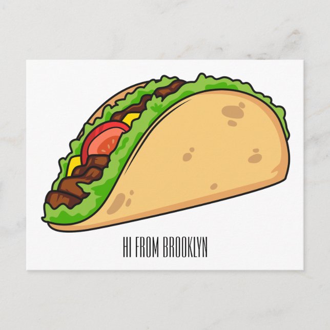 Taco cartoon illustration postcard (Front)