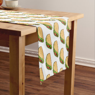 Taco cartoon illustration short table runner