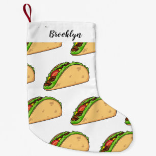 Taco cartoon illustration small christmas stocking