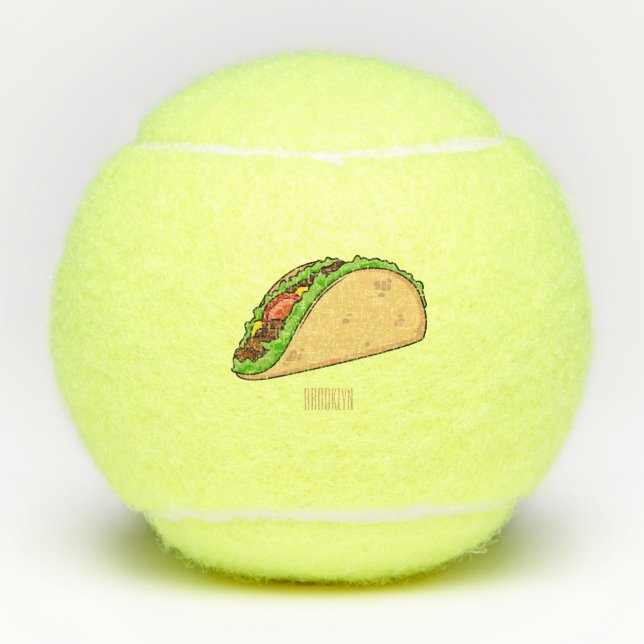 Taco cartoon illustration  tennis balls (Front)