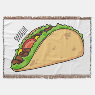 Taco cartoon illustration throw blanket