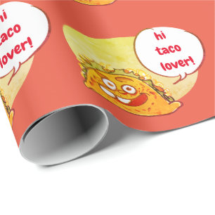 taco cartoon style funny illustration wrapping paper