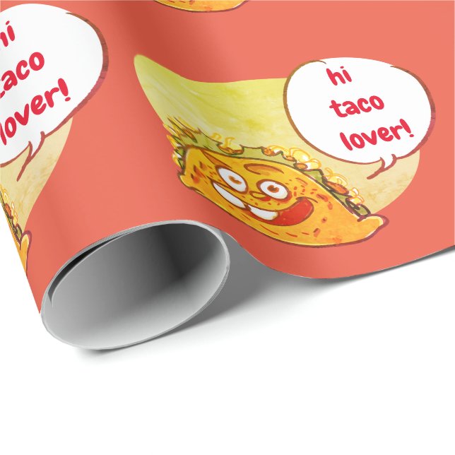 taco cartoon style funny illustration wrapping paper (Roll Corner)