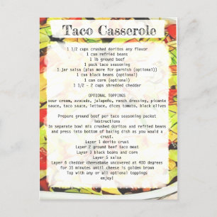 Taco casserole recipe card