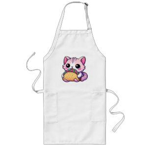Taco Cat Delight - kawaii, tacos, cats, cute Long Apron