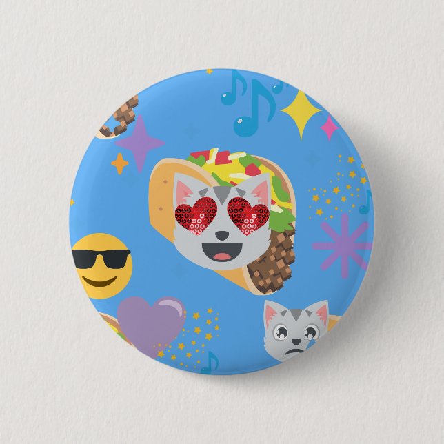taco cat emoji 6 cm round badge (Front)
