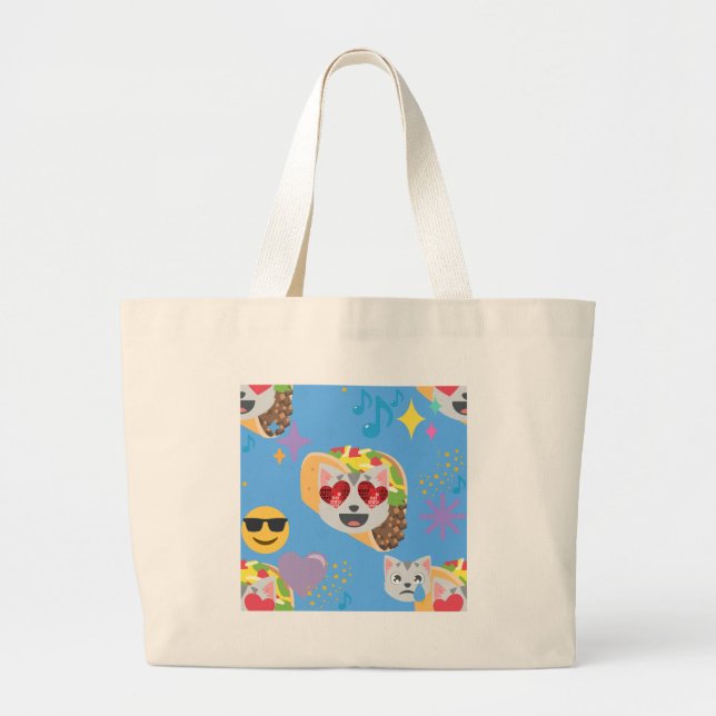 taco cat emoji large tote bag (Front)