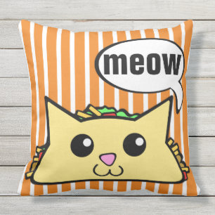 Taco Cat Striped Outdoor Cushion