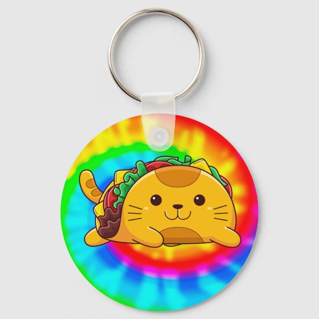 Taco Cat | Tie Dye Key Ring (Front)