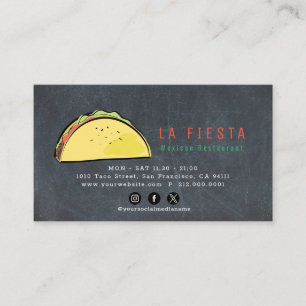 Taco Chalkboard Modern Social Media Business Card