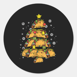 Taco Christmas Tree Xmas Mexican Food  Classic Round Sticker
