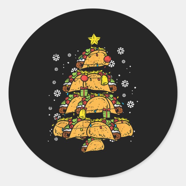 Taco Christmas Tree Xmas Mexican Food  Classic Round Sticker (Front)