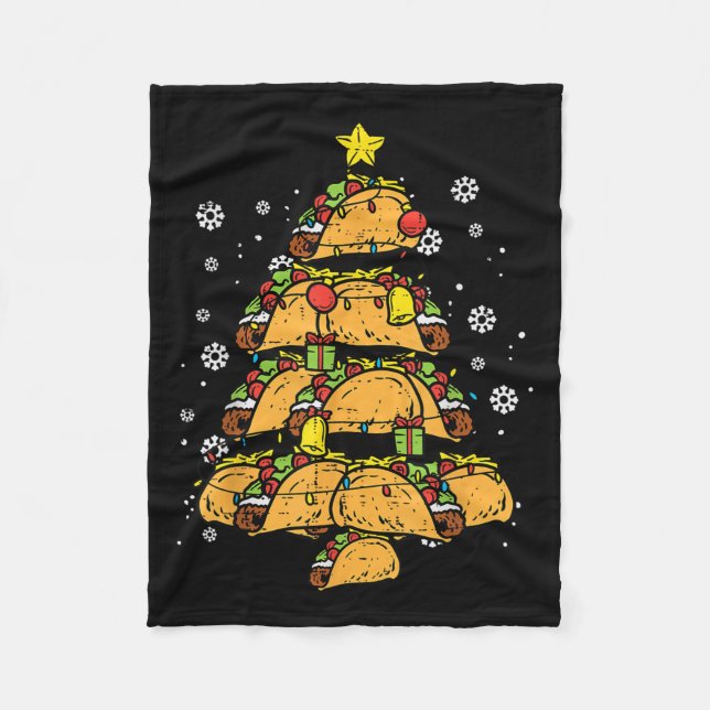 Taco Christmas Tree Xmas Mexican Food  Fleece Blanket (Front)