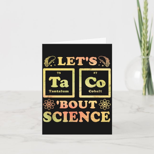 Taco cinco de mayo tacos periodic table science card (Front)