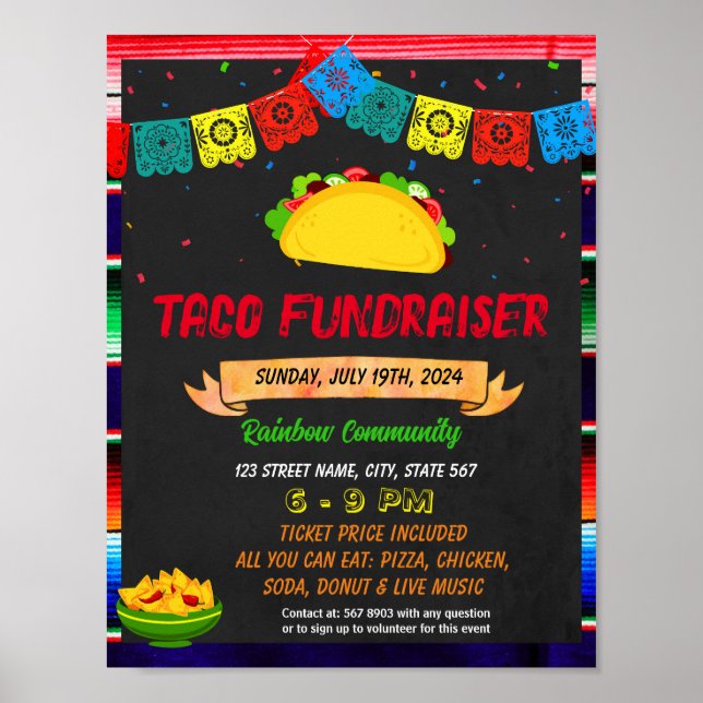 Taco Dinner fundraiser event template Poster (Front)