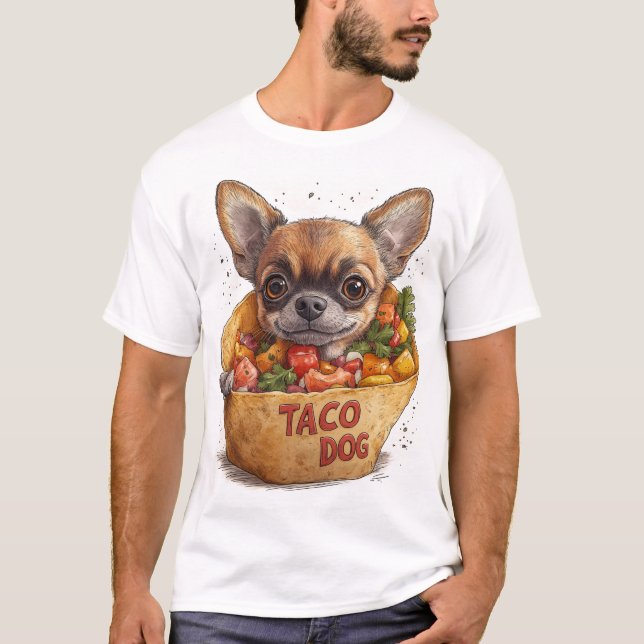Taco Dog - Cute Chihuahua Taco Cartoon Design T-Shirt (Front)