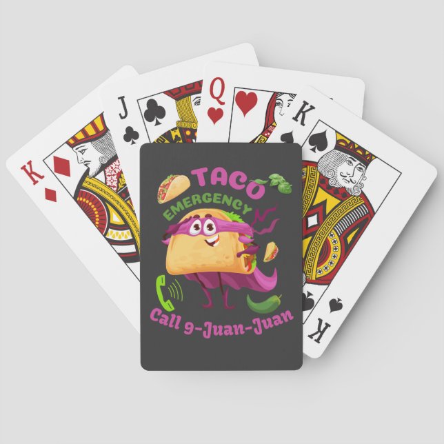 Taco Emergency Call 9 Juan Juan Mexican Food Lover Playing Cards (Back)