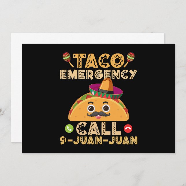Taco Emergency Call Funny Cinco de Mayo Mexican Invitation (Front/Back)