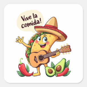 Taco Fiesta mit Gitarre und hispanischem Flair Square Sticker