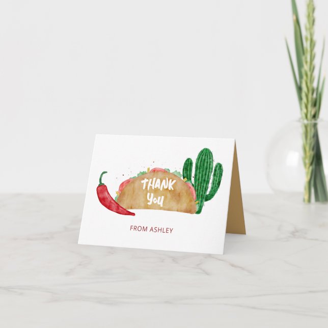 Taco Fiesta Personalised Baby or Bridal Shower Thank You Card (Front)
