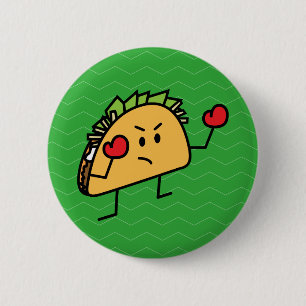 Taco Fighter Boxer tortilla shell gloves 6 Cm Round Badge