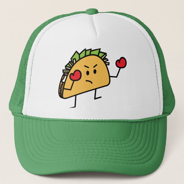 Taco Fighter Boxer tortilla shell gloves Trucker Hat (Front)