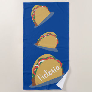 Taco Floating Name Blue Beach Towel