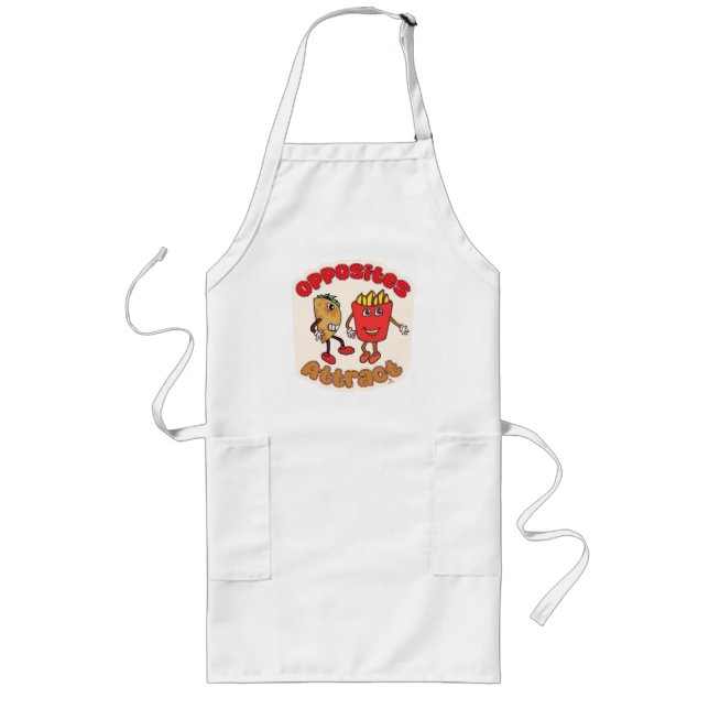 Taco Fry Opposites Attract Food Cartoon Humour Long Apron (Front)