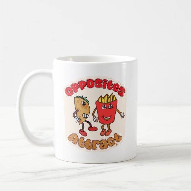Taco Fry Opposites Attract Food Friends Forever Coffee Mug (Left)