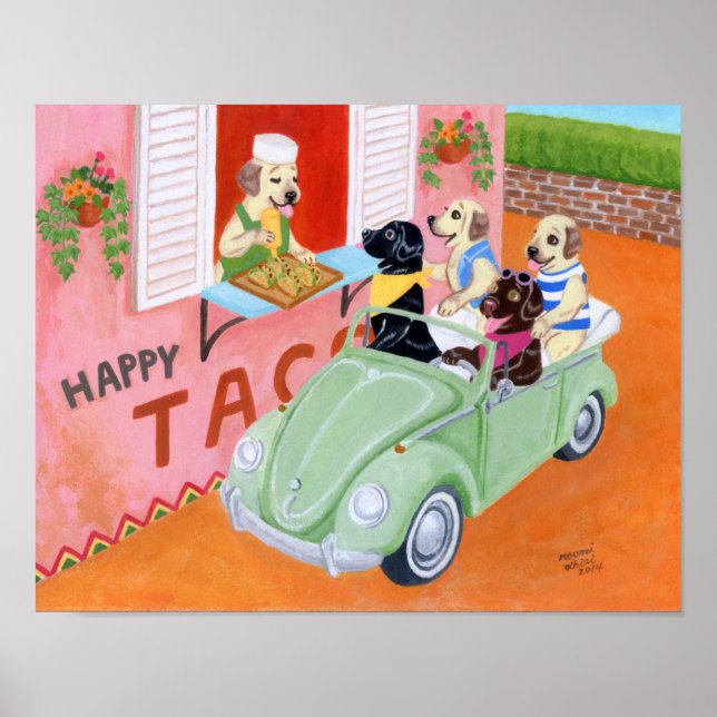 Taco Fun Labradors Art Print (Front)
