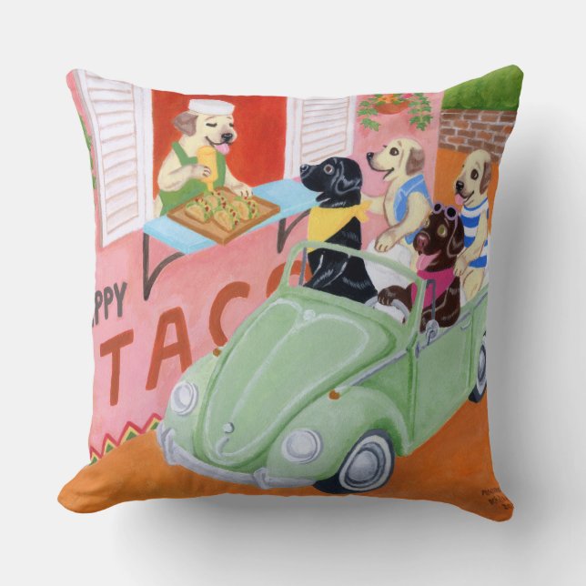 Taco Fun Labradors Painting Cushion (Front)