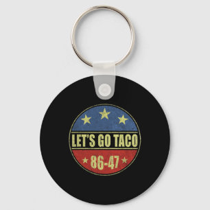 Taco Funny Let's Go Taco Retro Button Key Ring